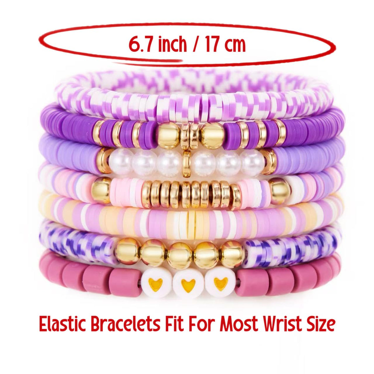 YEOSMINE Boho Heishi Clay Beaded Stretch Bracelets Stack For Women, Preppy Teens Friendship Gold Bracelets Cute Beach Surfer Accessories Bulk Set Trendy Fashion Jewelry