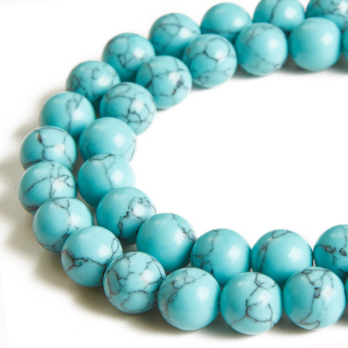 35pcs 10mm Natural Blue Turquoise Beads Gemstone Beads Round Loose Beads for Jewelry Making