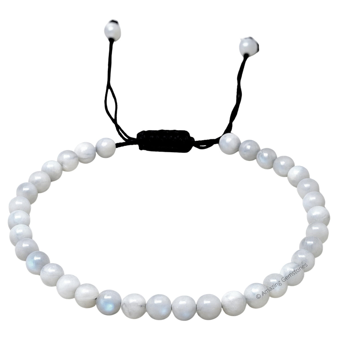 Amazing Gemstone Rainbow Moonstone Anklet Ankle Bracelets for Women - Waterproof Beaded Healing Crystal Anklets, Plus Size Chakra Gemstone Bead Anklet (Stretchy Adjustable - Plain)