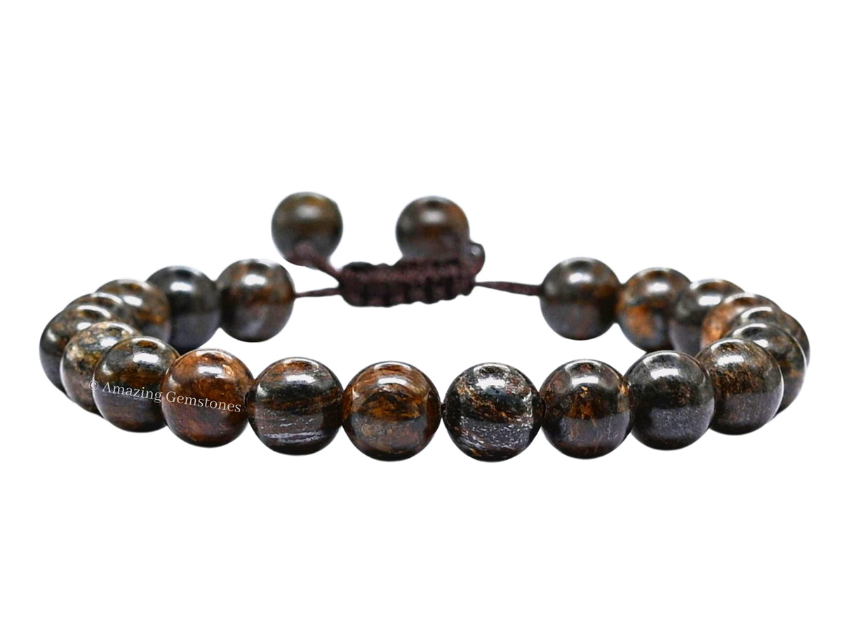 Amazing Gemstone Bronzite Bracelet for Women Men's Gifts - Protection Healing Crystal Bracelet - 8mm Gemstone Beaded Adjustable Bracelet Pulseras Para Hombres Mujer Stocking Stuffers