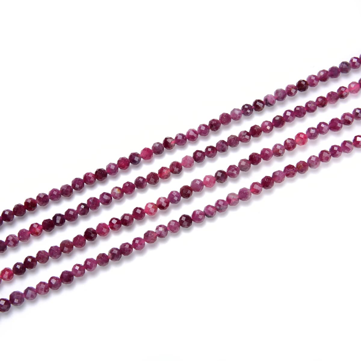 Adabele 15 Inch Natural Pink Tourmaline Healing Gemstone 3mm (0.12 Inch) Tiny Small Faceted Round Loose Beads Stone Spacer (120-130pcs) for Craft Jewelry Making GK3-1