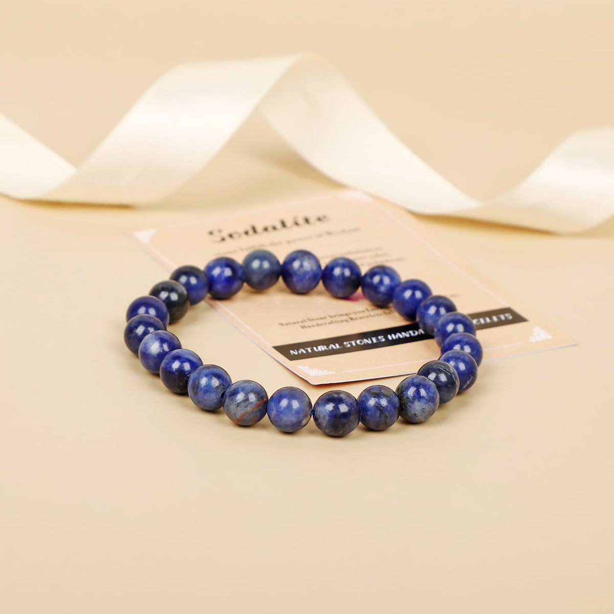 AD Beads Handmade Gemstone Stretch Elastic Bracelet Crystal Healing Reiki Nature's Beauty and Spiritual Essence Unisex (4mm, Blue Sodalite)