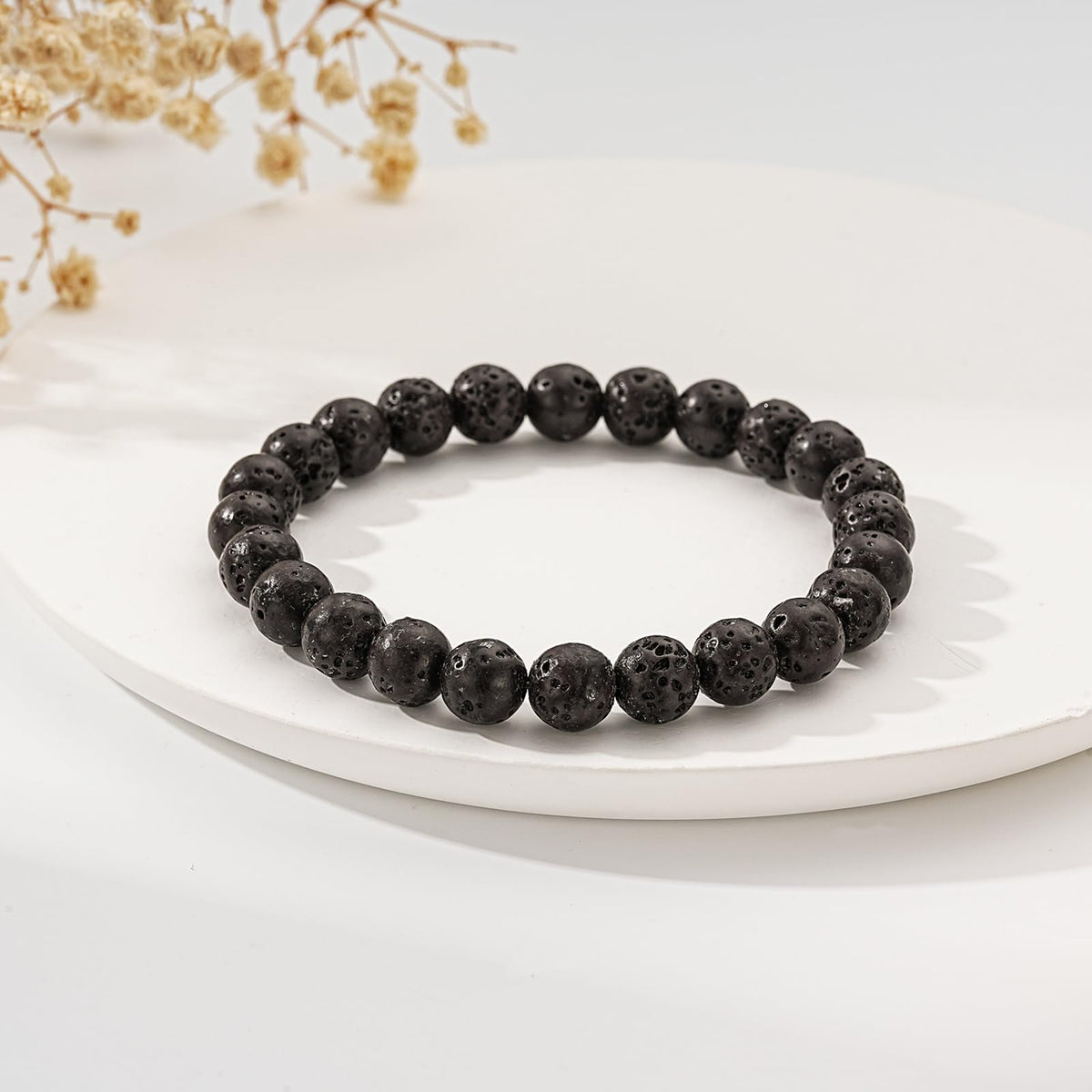Gnamy Black Lava Bracelet for Women, Healing Crystal Bracelet for Spiritual Healing Positive Energy Stress Relief, Natural Stone Stretch Beads Bracelets Jewelry Birthday Gifts for Daughter Friends Girlfriend Her