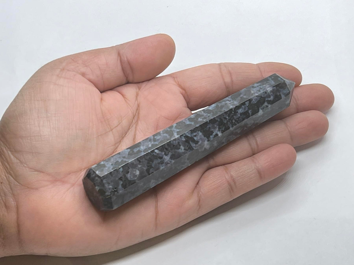 WholesaleGemShop 3 Inch Gemstones INDIGO GABBRO Obelisk Tower Jumbo Facet Aura Rock Crystal Natural Polished Earth Wand Spirit