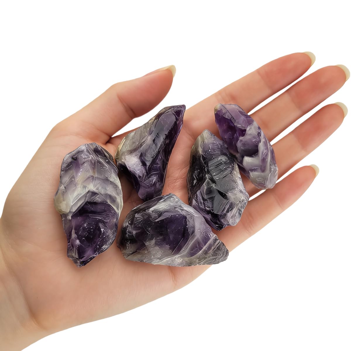 3-Pcs Amethyst Natural Raw Crystals 1''-2'' Rough Stones Rocks for Tumbling Polishing Cabbing Gemstones Crystals and Healing Stones for Wicca Reiki,Fountian Rocks for Decorations (Amethyst)