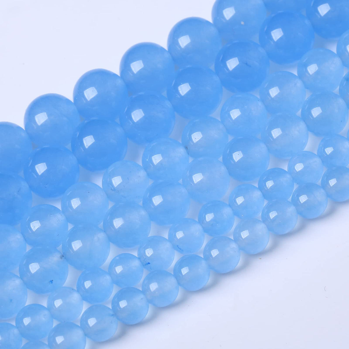 60PCS 6MM Natural Aquamarine Chalcedony Stone Beads Energy Healing Beads for DIY Jewelry Bracelet Necklace Making for Jewelry Making15Inch