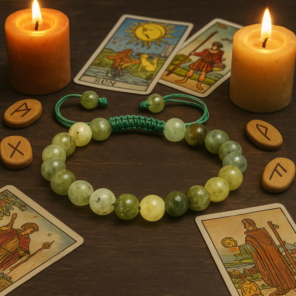 ANAYA AGATE Healing Crystal Bracelet – Chic Gemstone Bracelet for Men and Women – 8mm Round Bead Bracelets for Spiritual Healing, Protection, Positive Energy - Prehnite