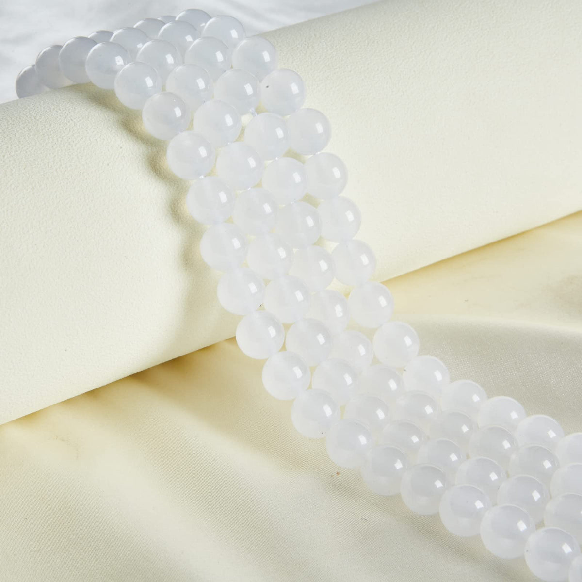 60pcs 6mm White Chalcedony Beads Natural Gemstone Beads Round Loose Beads for Jewelry Making