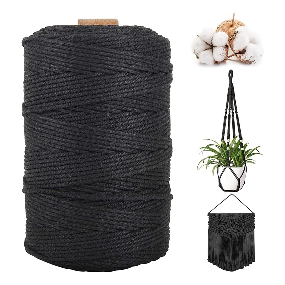 Macrame Cotton Cord, 4 Ply Twisted Macrame Yarn, Natural Cotton Cord Perfect Macrame Supplies for Macrame Plant Hangers DIY Crafts (Purple, 5mm*109Yards)
