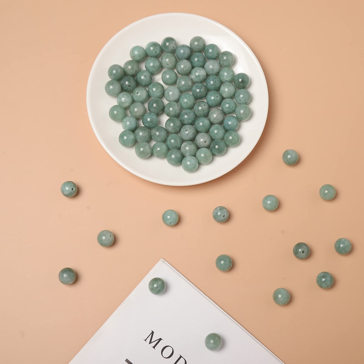 60pcs 6mm Burmese Jade Loose Beads for Jewelry Making, Natural Semi Precious Beads Round Smooth Gemstone Spacer Beads Charms for Necklaces Bracelets