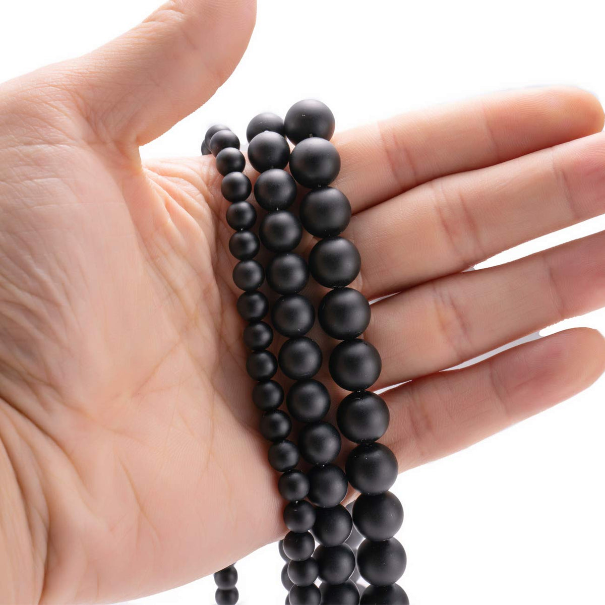 BEADIA Matte Black Onyx Natural Stone Round Loose Semi Gemstone Beads for Jewelry Making 6MM 61PCS