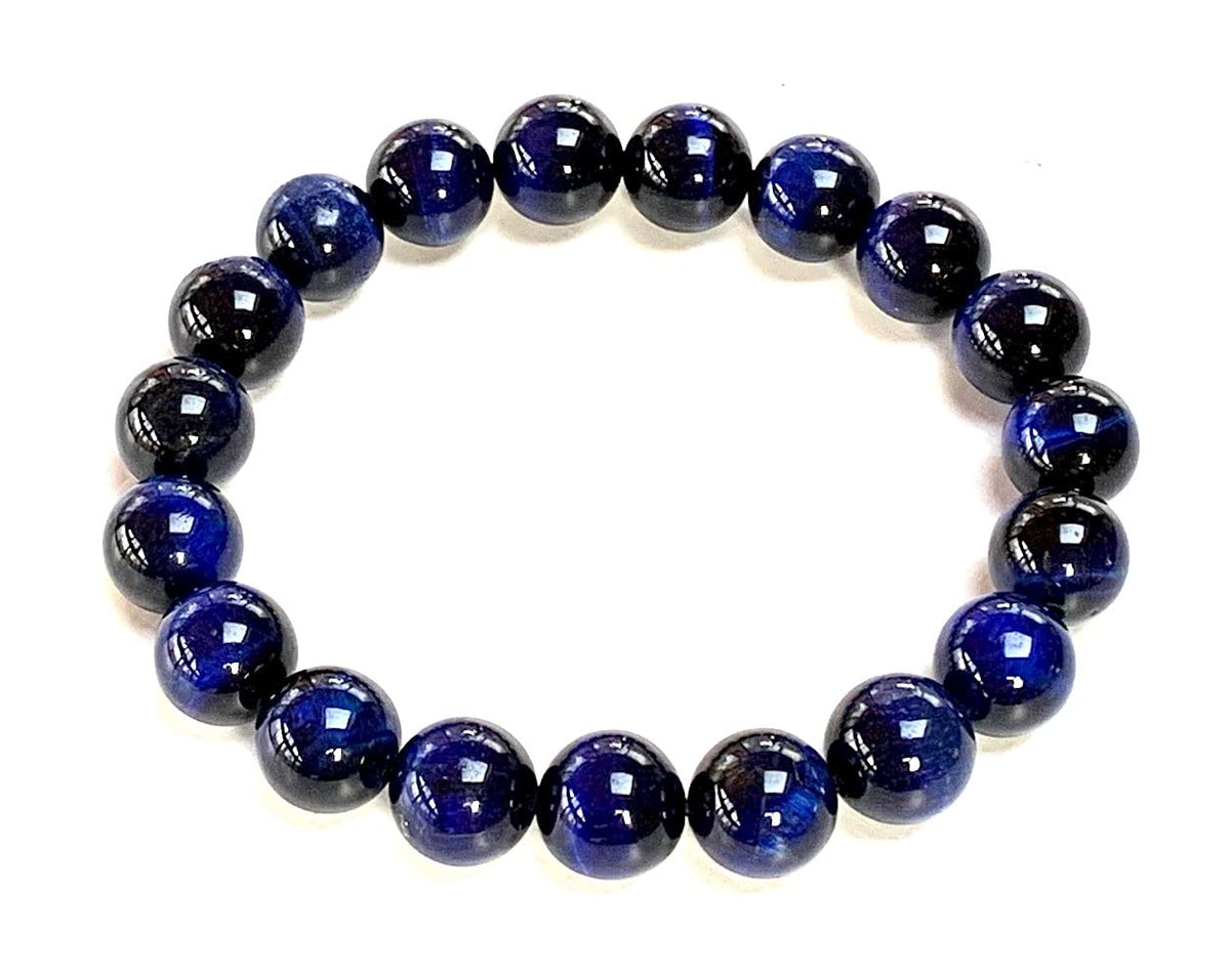 AWAKEN YOUR KUNDALINI Blue Tiger’s Eye Stretch Bracelet – 10mm Beads, Capricorn Birthstone