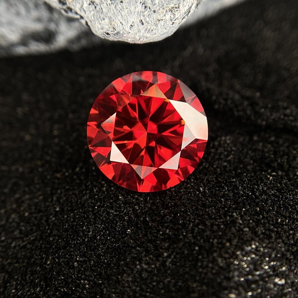 4-10mm Loose Moissanite Stone Garnet Pink Color Various 4 Colors Moissanites Gesmtone 0.3-4ct VVS1 Clarity Gems (Garnet, 6.5mm 1ct)
