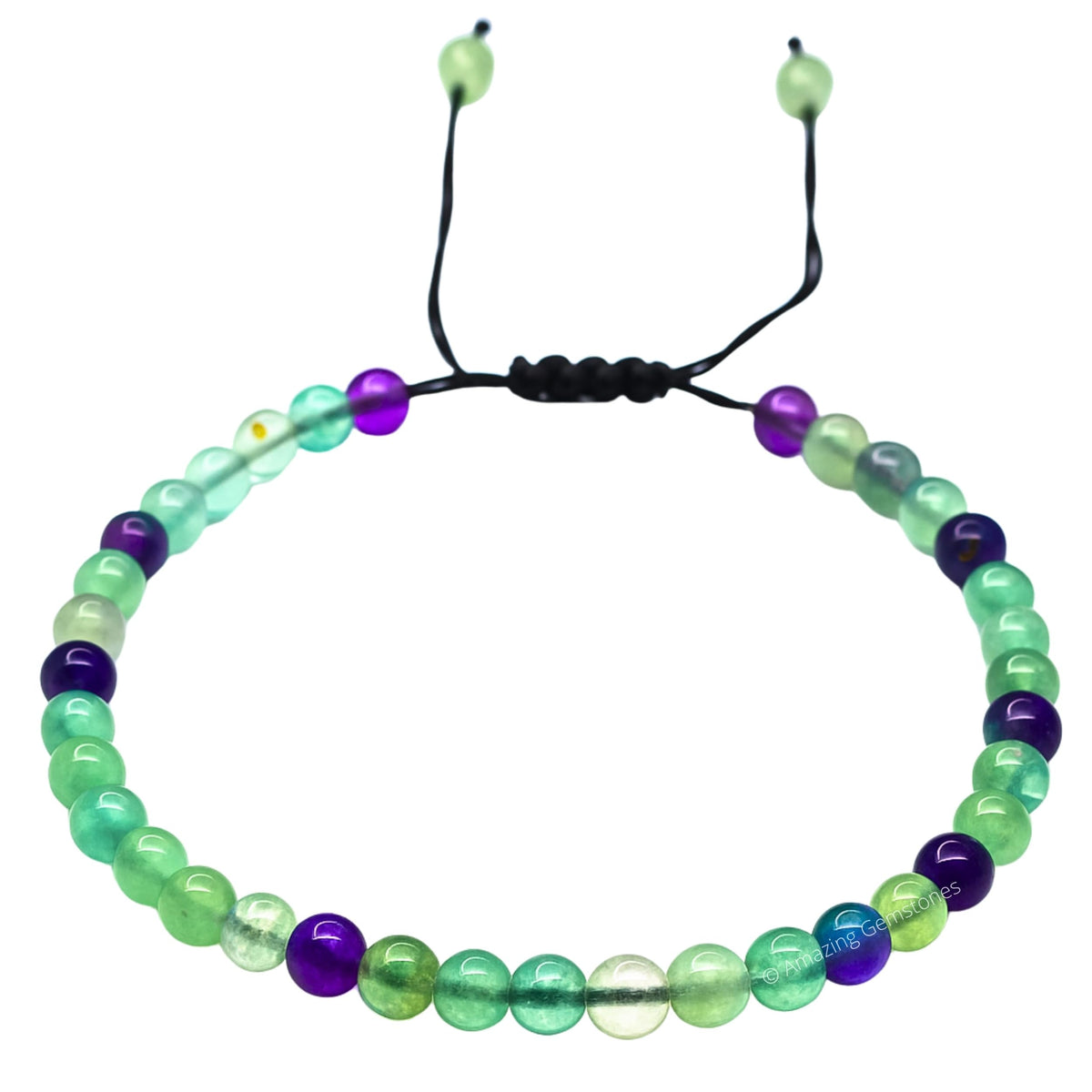 Amazing Gemstone Multi Fluorite Anklet Ankle Bracelets for Women - Waterproof Beaded Healing Crystal Anklets, Plus Size Chakra Gemstone Bead Anklet (Stretchy Adjustable - Plain)