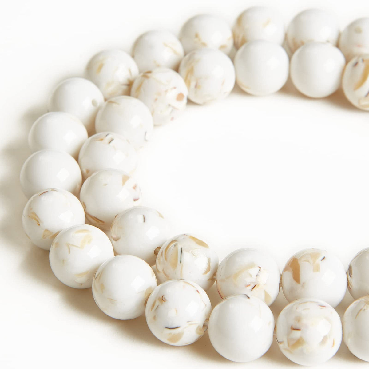 100pcs 8mm White Shell Turquoise Beads Natural Gemstone Beads Round Loose Beads for Jewelry Making