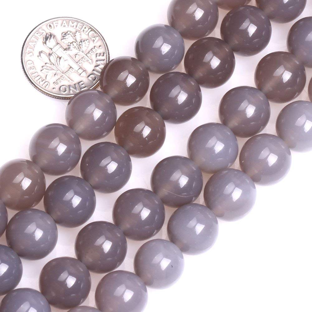 10mm Natural Gray Agate Beads Round Gemstone Loose Beads for Jewelry Making 15" (36-38pcs/strand)