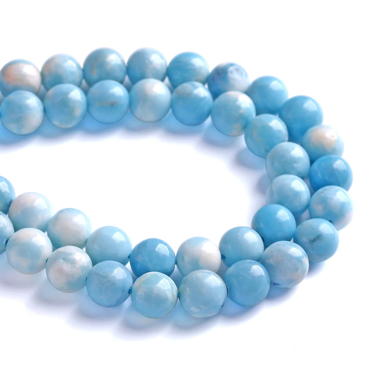 8MM 45PCS Natural Blue Larimar Gemstone Crystal Beads for Jewelry Making DIY Bracelet