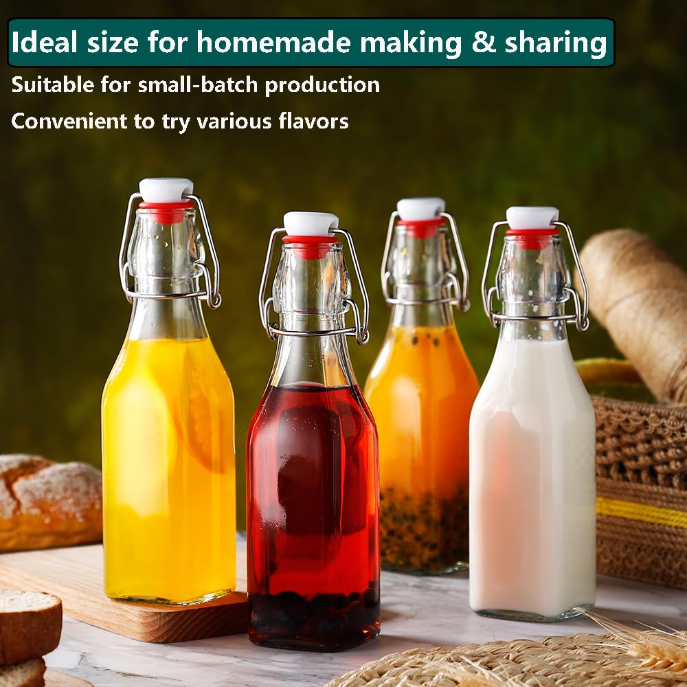 ZEBEIYU Swing Top Glass Bottles 8 oz with Airtight Lids for Home Brewing, Kombucha, Kefir, Vanilla Extract, Beer, Oil, Vinegar, Homemade Juices, Water,Soda Set of 9