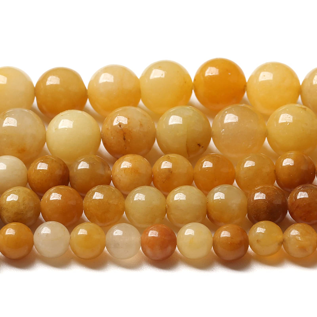 8MM 45PCS Natural Stone Yellow Jade Loose Beads for Jewelry Making DIY Bracelet 1 Strand