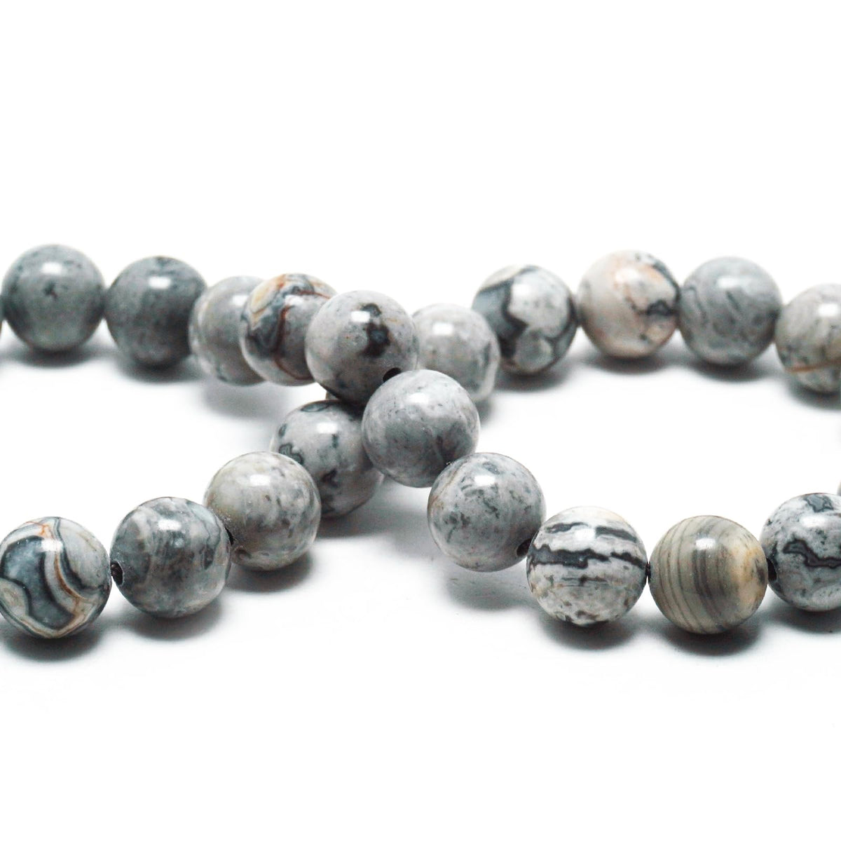 DIQIO Natural Stone Gemstone Beads for Jewelry Making - Map Jasper Beads for Bracelets, 6mm Semi Precious Round Beads (58-60pcs, 6mm, Map Jasper)