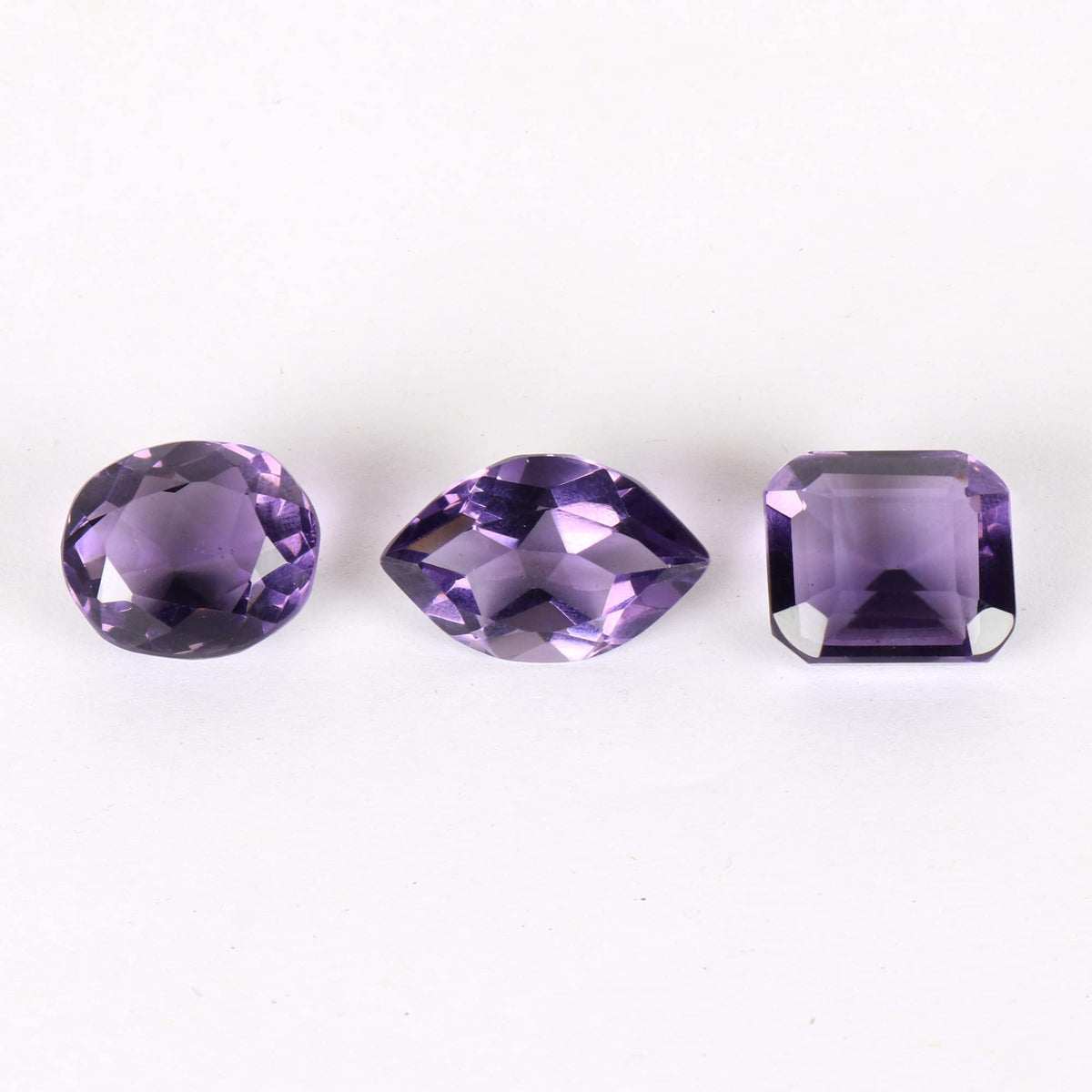 GEMHUB Brazilian Top Ranking 80.00 Carats Violet Amethyst Mix Shape Set of 3 Pcs Violet Amethyst Loose Gemstone Beads