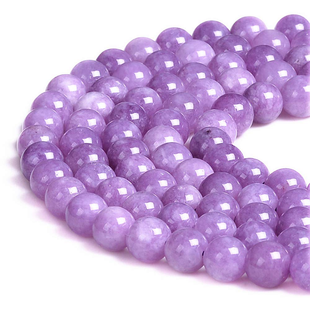 PLTbeads Gorgeous Purple Dyed Jade Natural Gemstone Loose Beads 6mm Smooth Round Approxi 15 inch DIY Bracelet Necklace for Jewelry Making