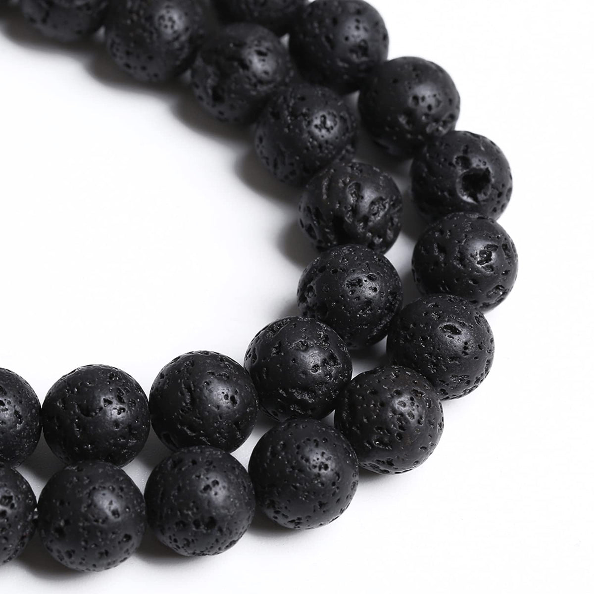 6mm 60pcs Natural Stone Black Volcanic Lava Chakra Spacer Loose Beads for Jewelry Making DIY Bracelet