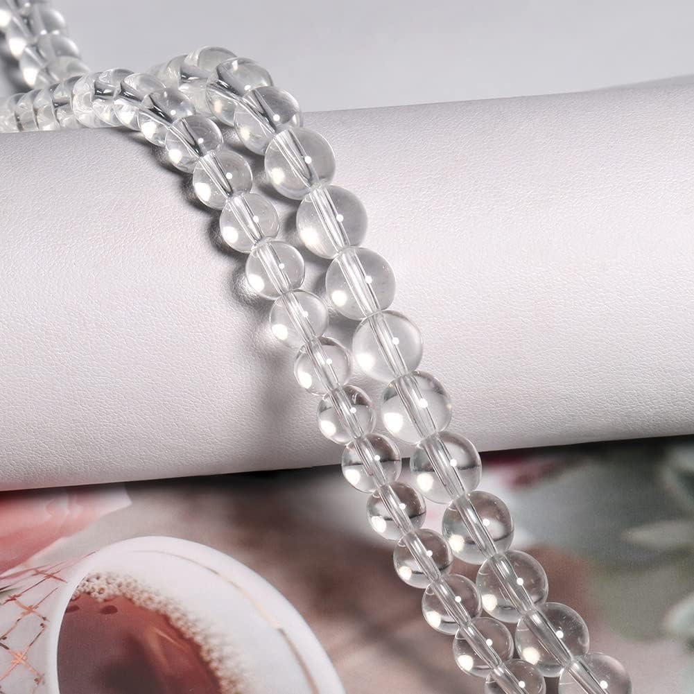 Yochus 60pcs Clear Quartz Stone Beads，6mm Healing Power Natural Stone Round Loose Beads for Jewelry Making Earring Necklace DIY Crafts