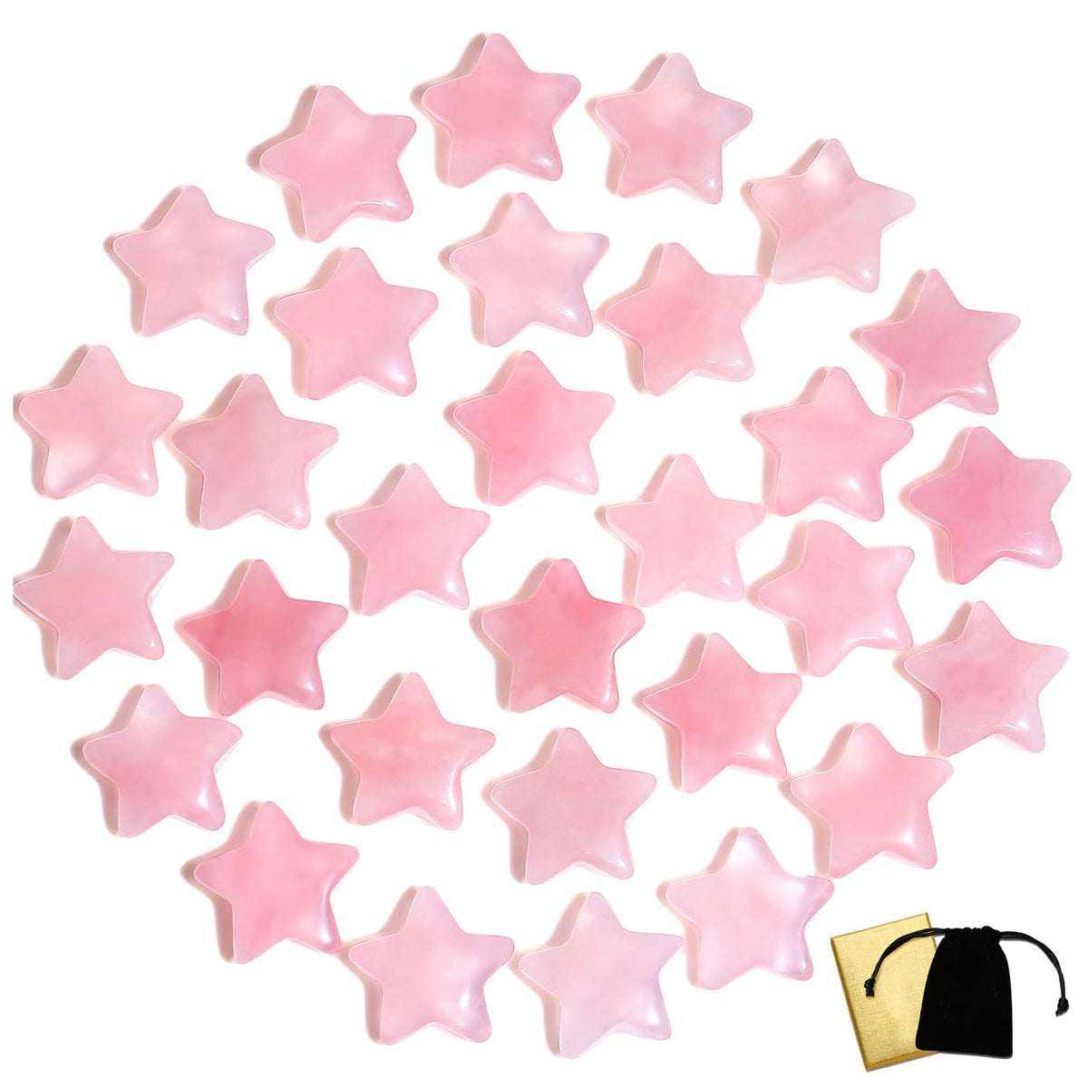 DUQGUHO 20 Pcs Rose Quartz Crystals Star Natural Healing Crystal Set Polished Stone Protection Sacred Meditation Energy Reiki Balancing Crystal