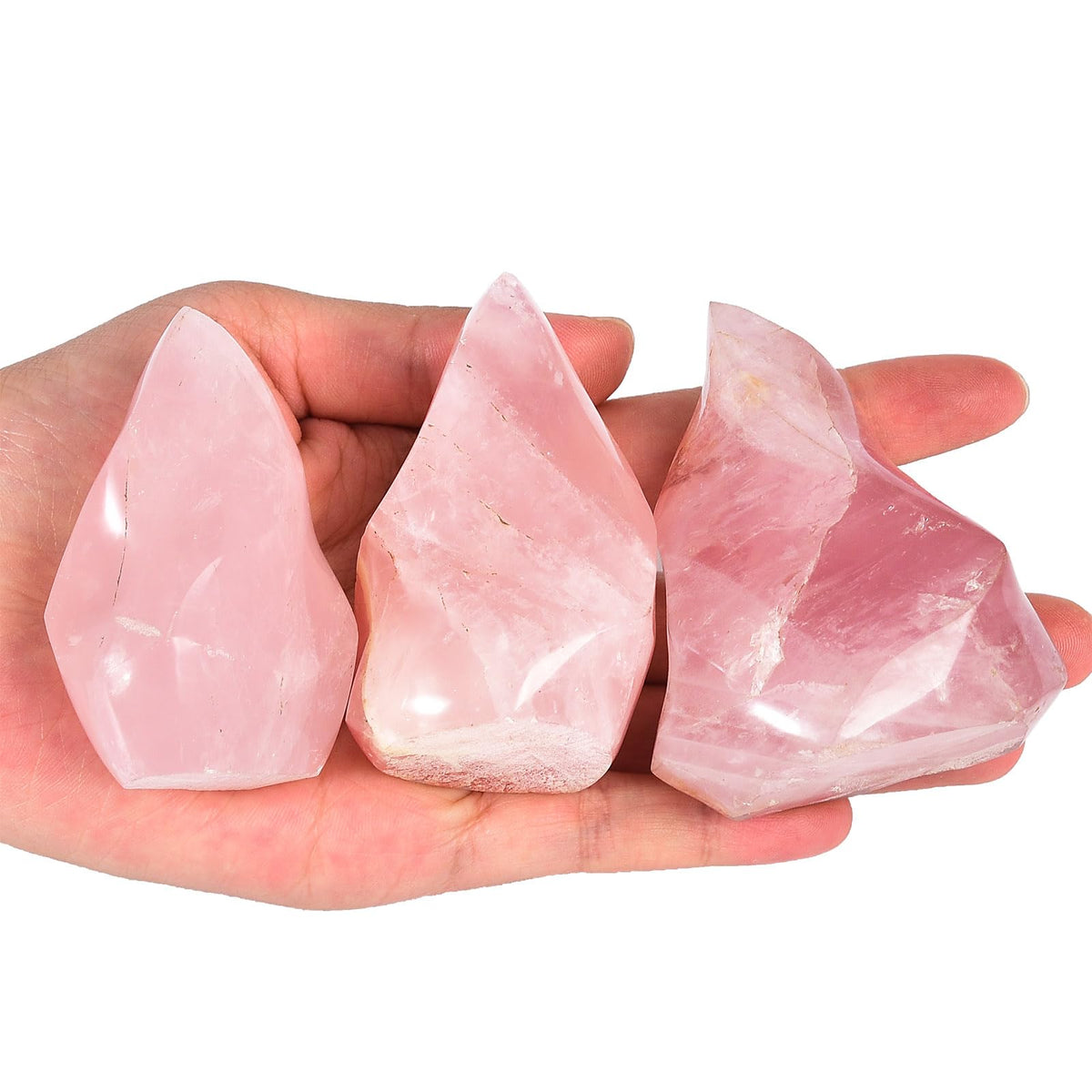 AMOYSTONE Rose Quartz Crystal Stones Energy Flame Tower Healing Crystal and Stone for Meditation Home Decoration 1.0LB