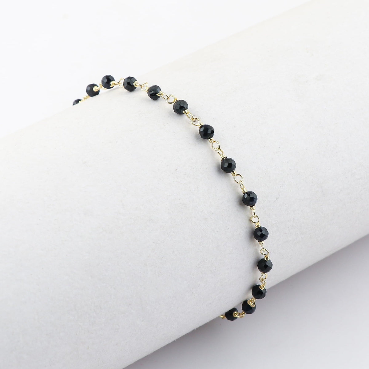 JOR Natural Blue Sapphire Beaded Rosary Anklet, Handmade Craft, Anklet Beads Bracelet, Chakra Healing Anklet, Gemstone Women Jewelry, Dainty Gold Plated Anklet 9 inch + 2 inch (1pcs)