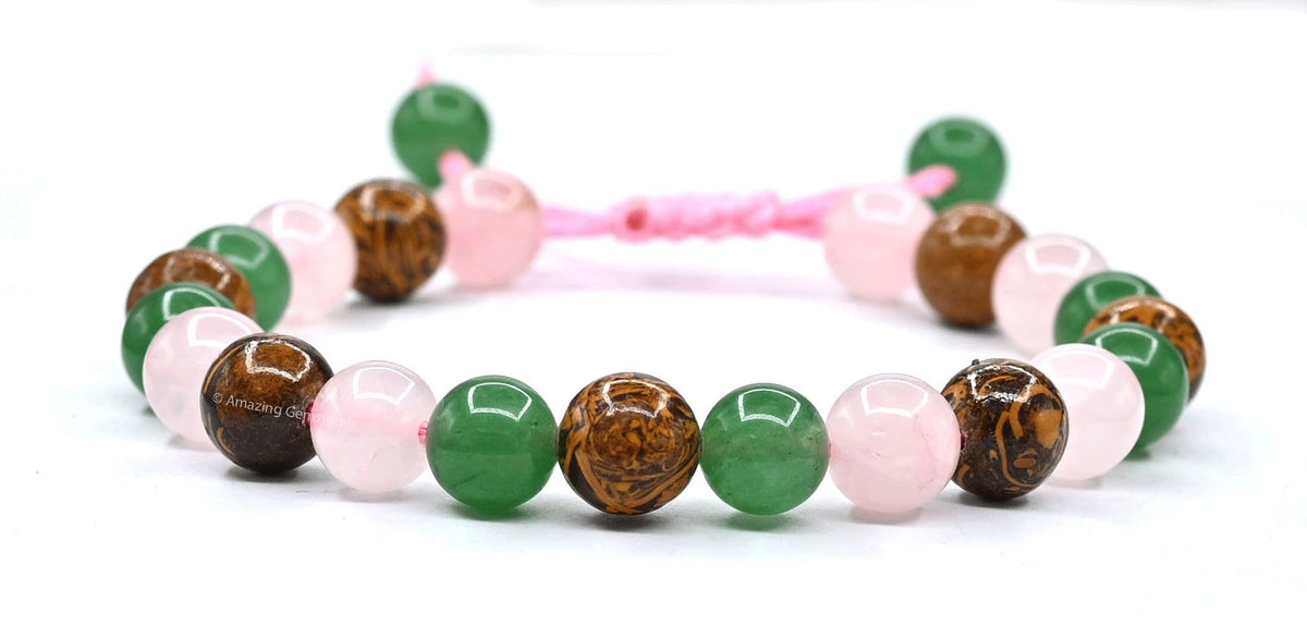 Amazing Gemstone Bracelet for New Mom Manifestation - Green Aventurine Mariyam Jasper Rose Quartz Bracelet Set for Men Women Healing Calming Anxiety Stress Relief Gifts Pulseras Para Hombres Mujer