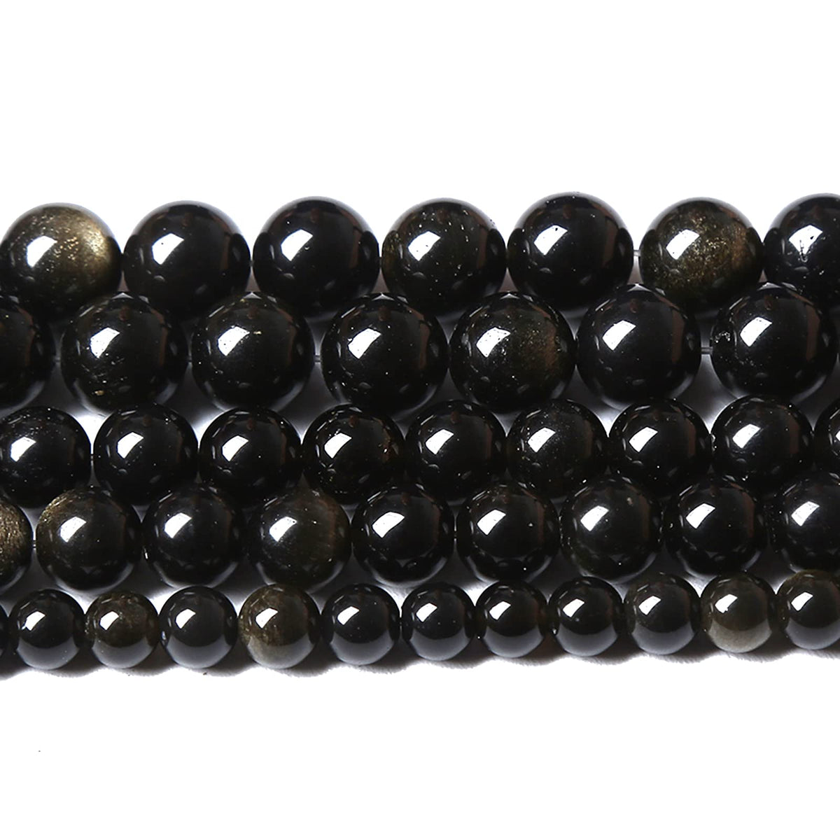 10MM 38PCS Natural Stone Golden Obsidian Loose Spacer Beads for Jewelry Making DIY Bracelet