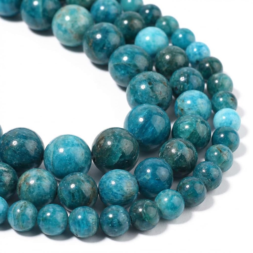 Yochus 45pcs Blue Apatite Stone Beads，8mm Healing Power Natural Stone Round Loose Beads for Jewelry Making Earring Necklace DIY Crafts