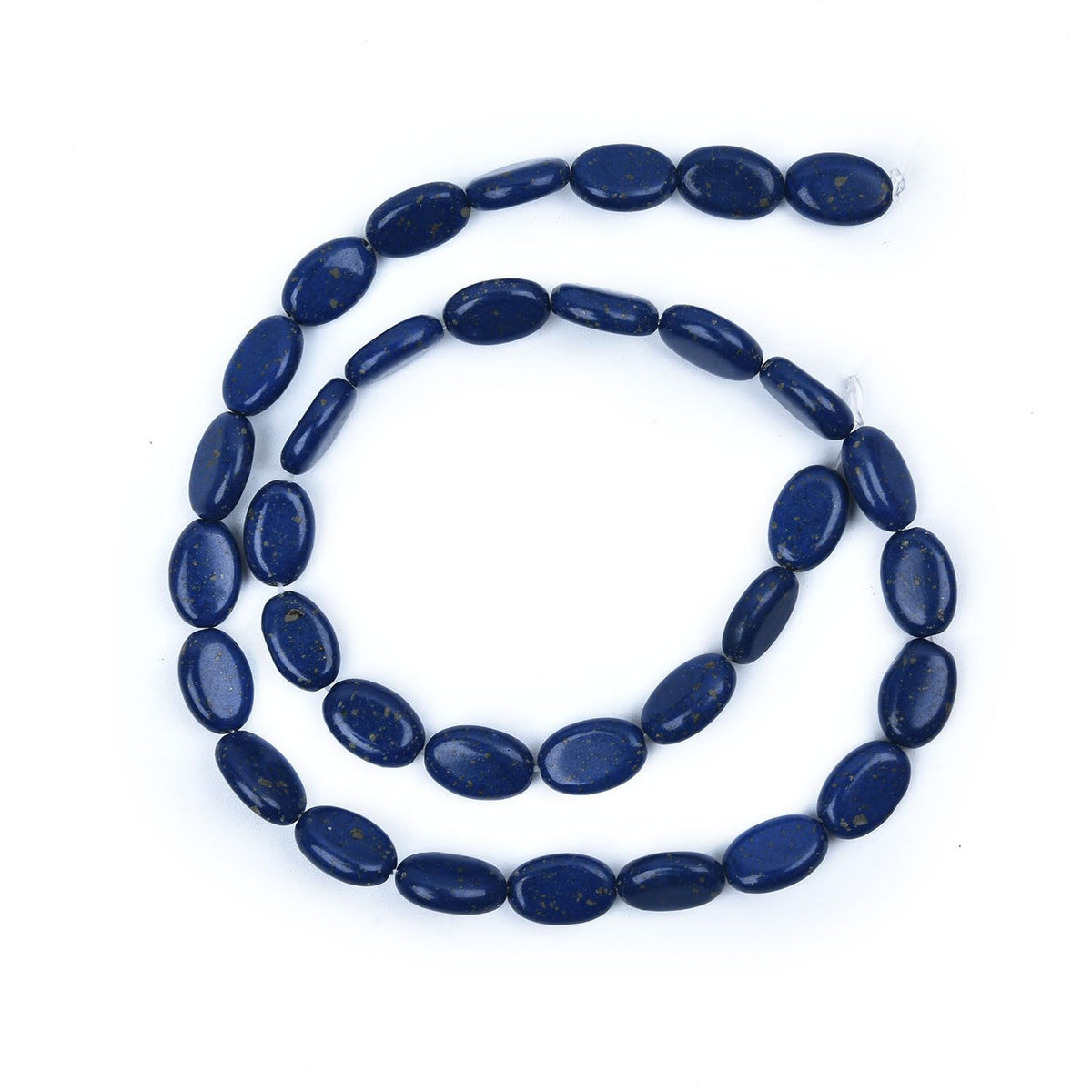 HAAMIIQII 12x8mm Lapis Lazuli Oval Stone Spacer Beads, Loose Gemstone Beads for Jewelry Making, DIY Bracelet, Necklace, Healing Crystal 15 Inch (33pcs)