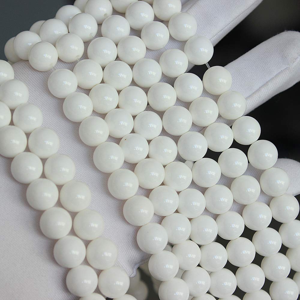 MJDCB 7A Natural Deep Sea White Shells Round Stone Beads for Jewelry Making DIY Bracelet Necklace (12mm)