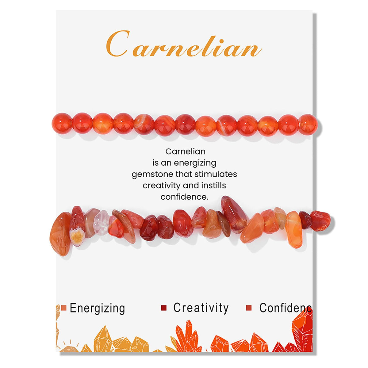 2Pcs Carnelian Crystal Bracelet for Women Natural Stone Bracelet Carnelian Bead Bracelet Healing Crystal Bracelet Carnelian Jewelry for Women