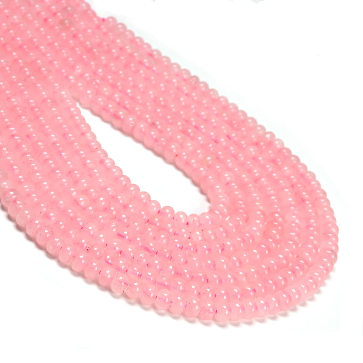 ICAI 4x6mm Natural Rondelle Beads – Loose Gemstone Spacers for DIY Jewelry Making (Rose Quartz)