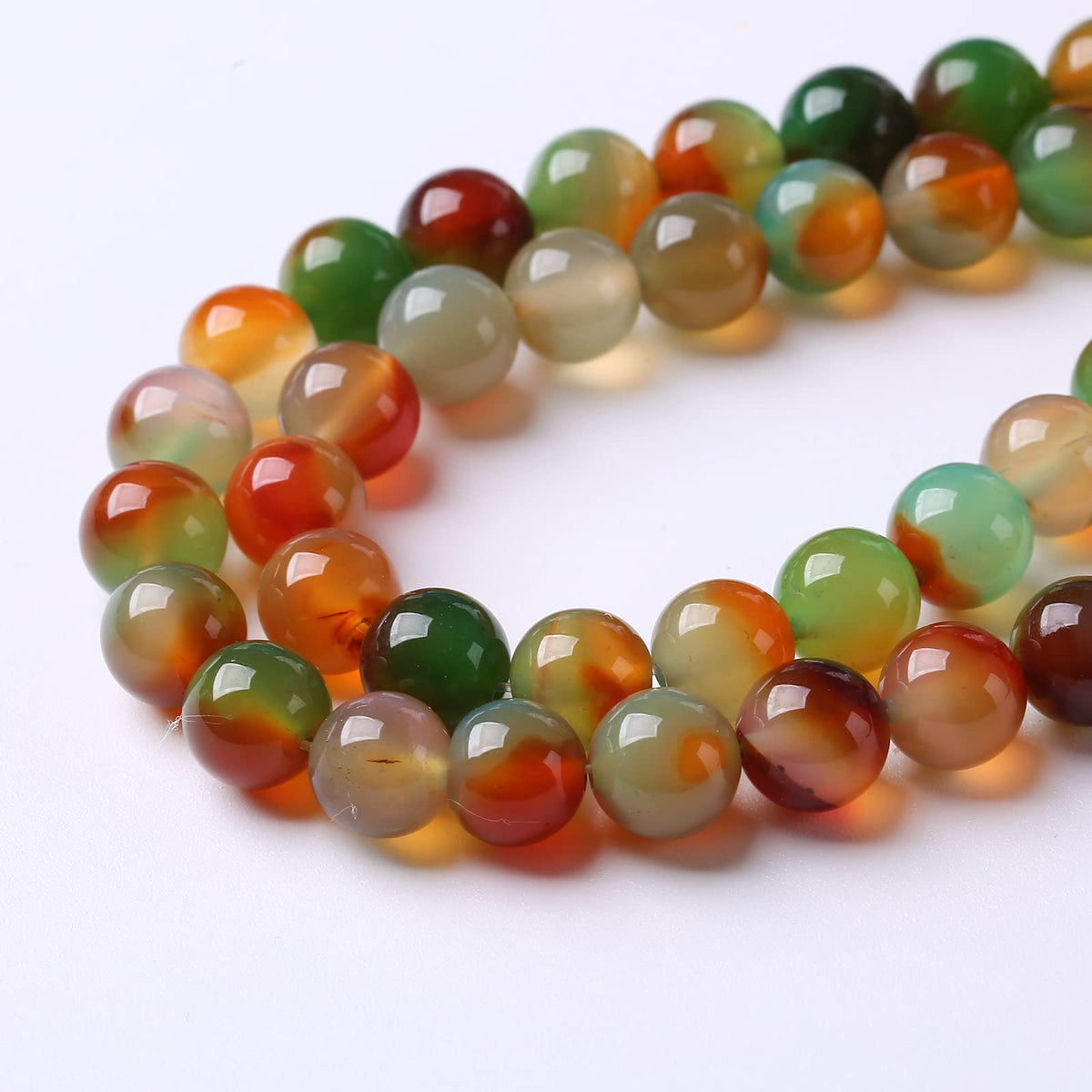 90PCS 8mm Natural Peacock Agates Beads for Jewelry Making Semi Precious Loose Gemstones Beads DIY Bracelet Necklace 2 Strand 32"
