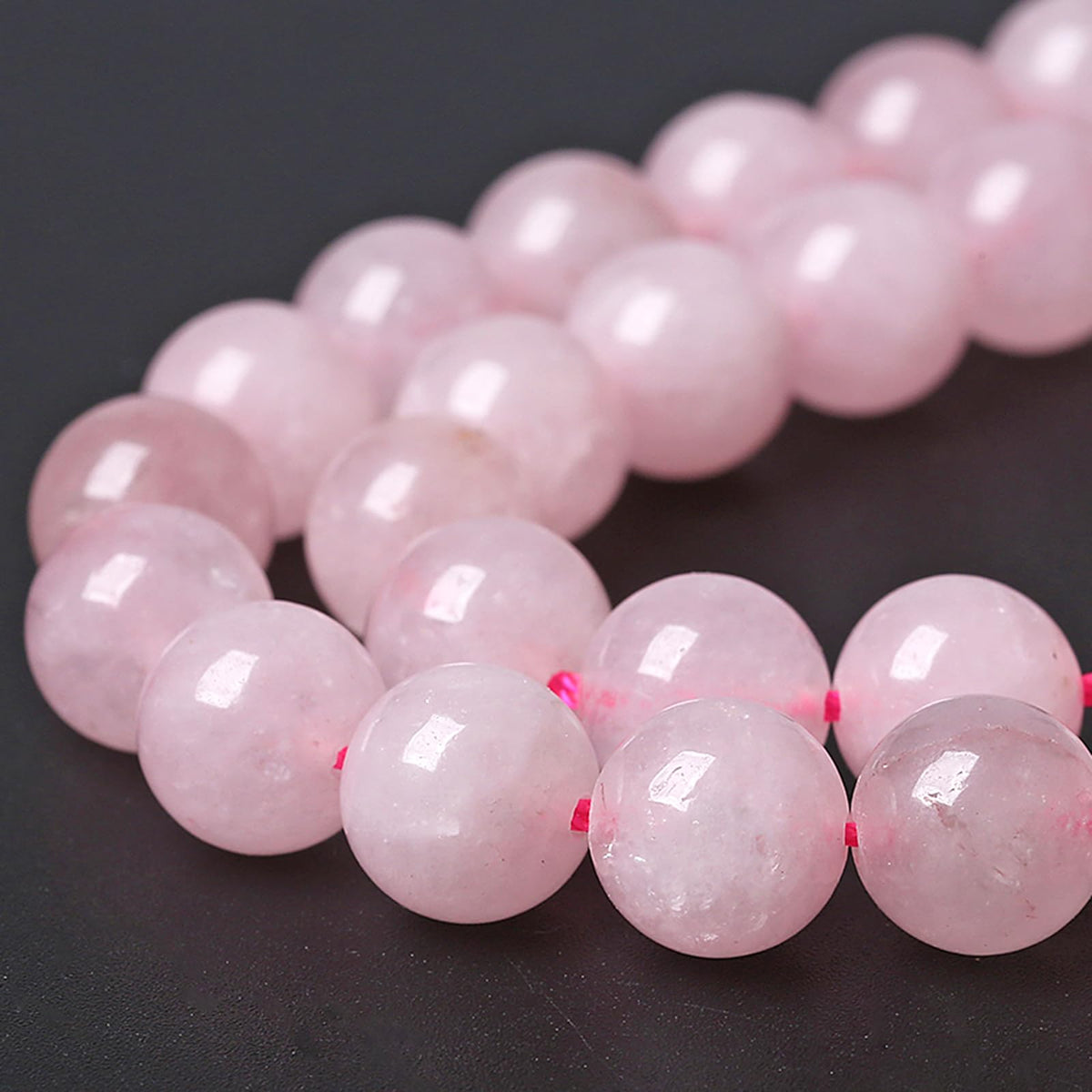 72pcs 10MM Natural Rose Quartz Stone Energy Healing Beads Round Loose Beads for Jewelry Making Bracelet Necklaces 2 Strands 32"