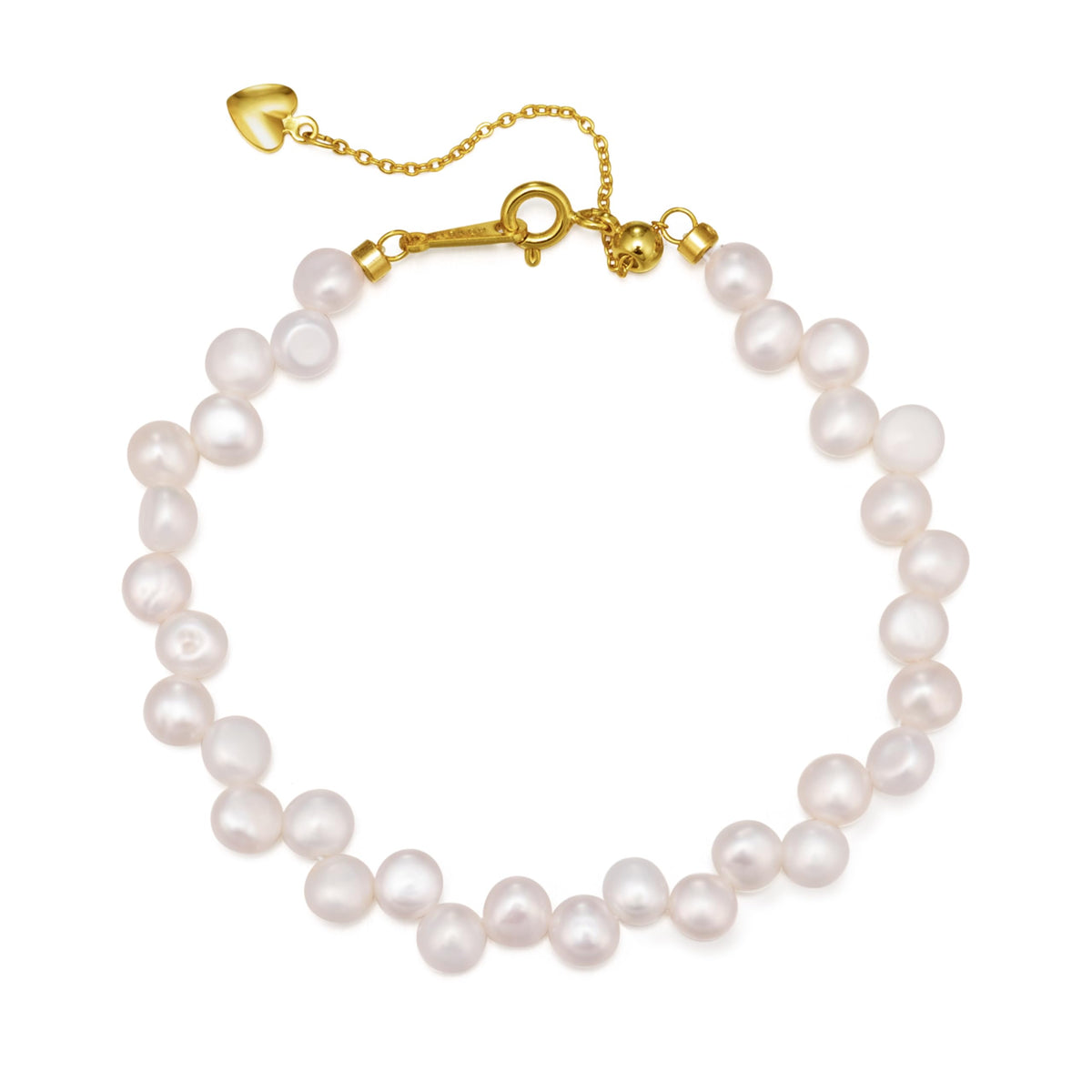 Pearl Bracelets for Women Charm Dainty Freshwater Baroque Pearls Strand Bracelets with Adjustable 18K Gold Plated Link Trendy Jewelry Gifts for Women(Side-Drilled, 5-6mm, 18K GP Bolo Lock)