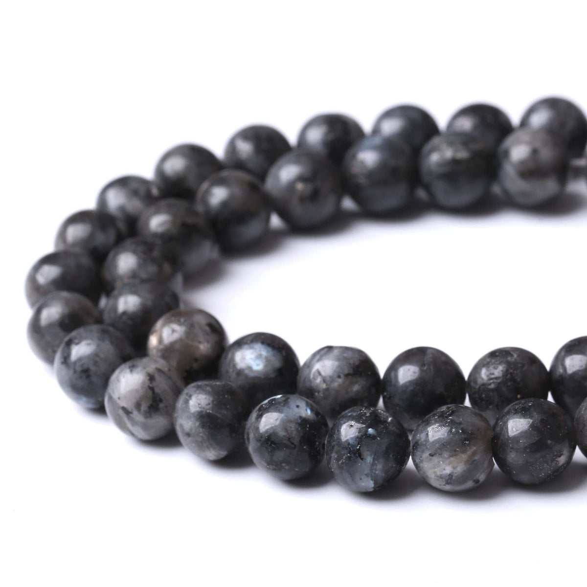 36PCS 10MM Natural Black Labradorite Beads Round Loose Stone Beads for Jewelry Making DIY Energy Stone Healing Power Bracelet 15"