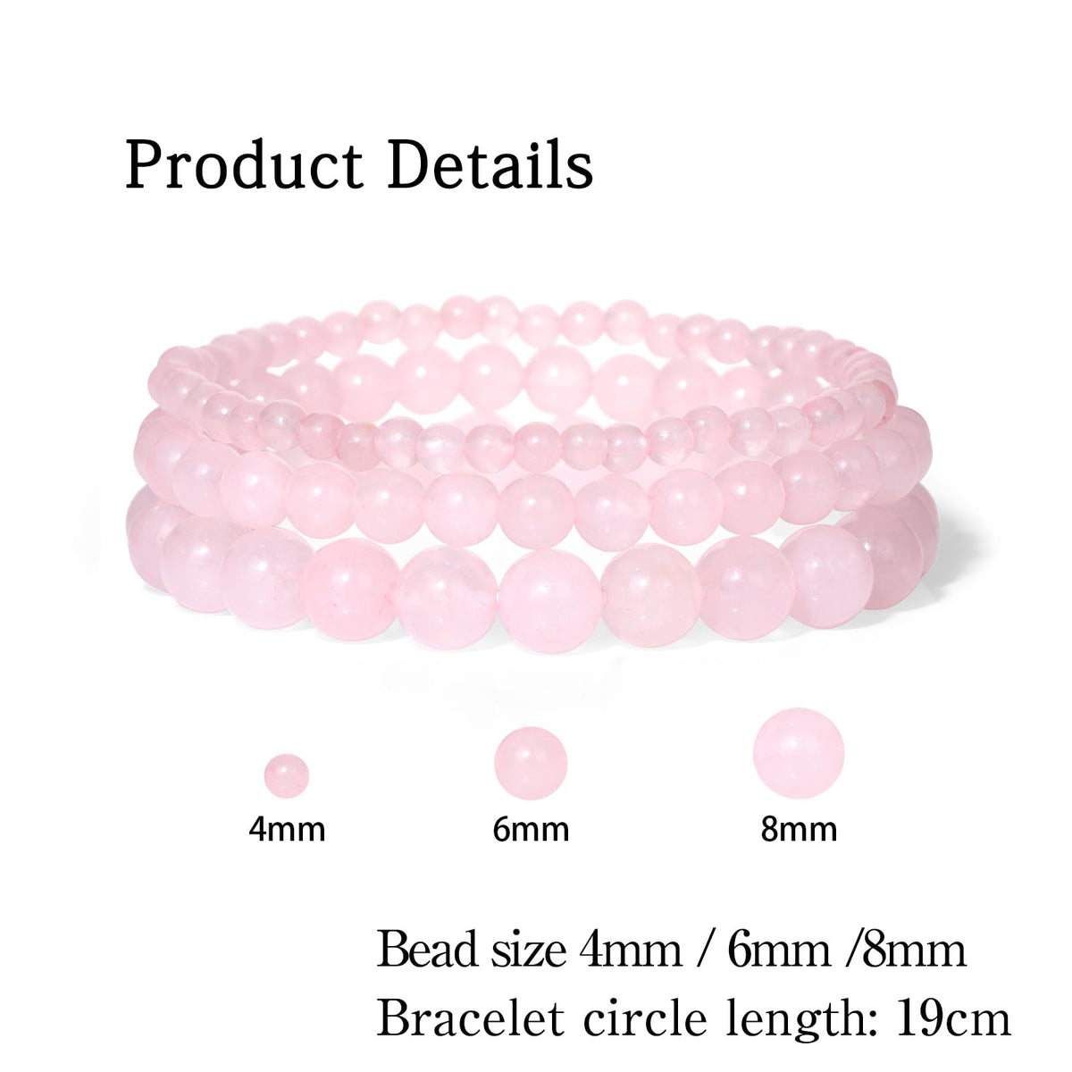 Risyfjew 3 PCS Healing Crystal Bracelets for Women 8mm Natural Stone Beaded Stretch Bracelet Amethyst Jewelry Gifts