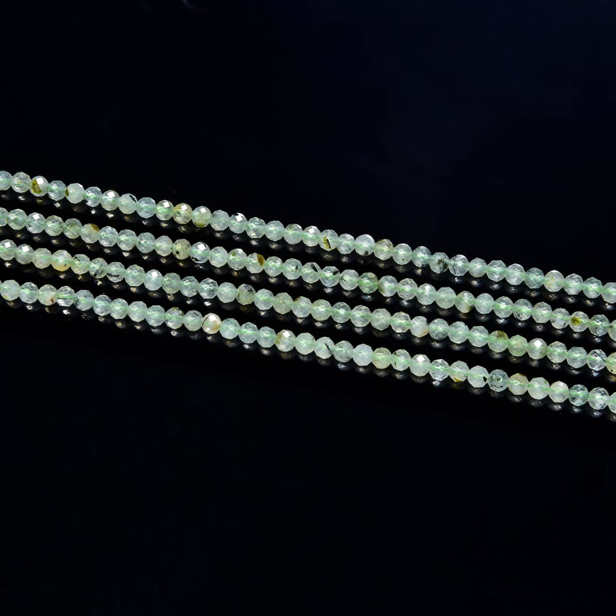 Adabele 30 Inch Natural Green Prehnite Healing Gemstone 3mm (0.12 Inch) Tiny Small Faceted Round Loose Beads Stone Spacer (210-230pcs Total) for Craft Jewelry Making GK3-12