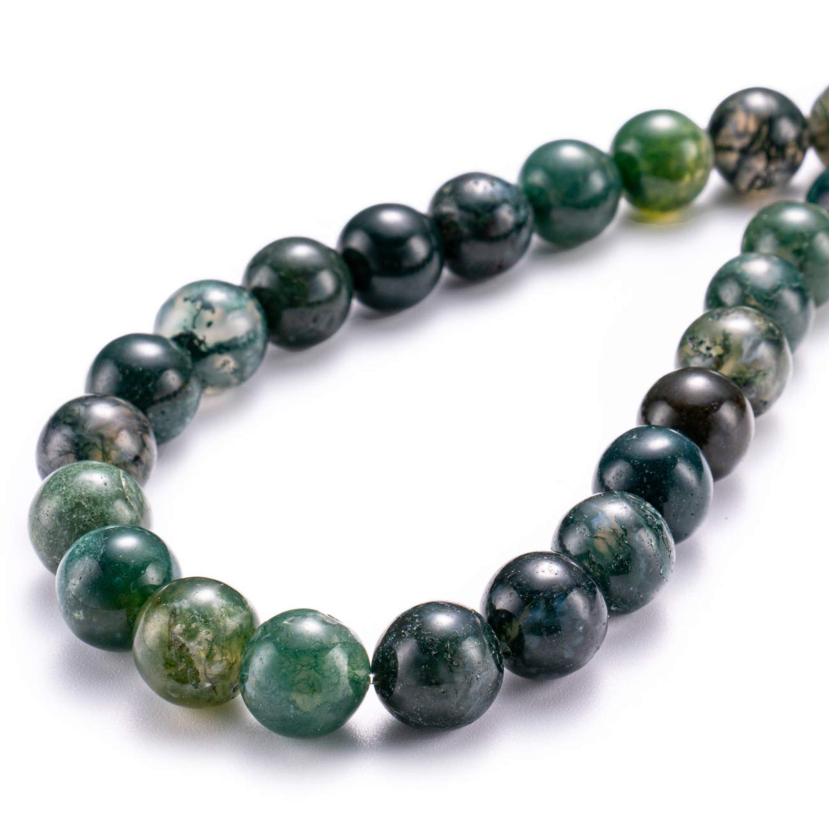BEADIA Natural Moss Agate Stone Round Loose Semi Gemstone Beads for Jewelry Making 6MM 61PCS