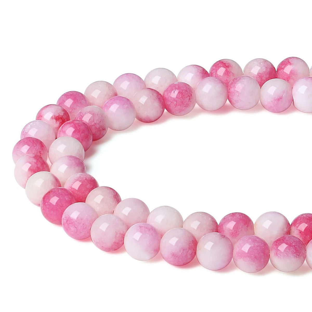 LAIDANLA Pink Tourmaline Jade 8mm Natural Stone Beads Round Loose Gemstone Stone Beads for DIY Bracelet Necklace Earrings Jewelry Making Polishing Beading Crystal 96PCS 2 Strand 32"