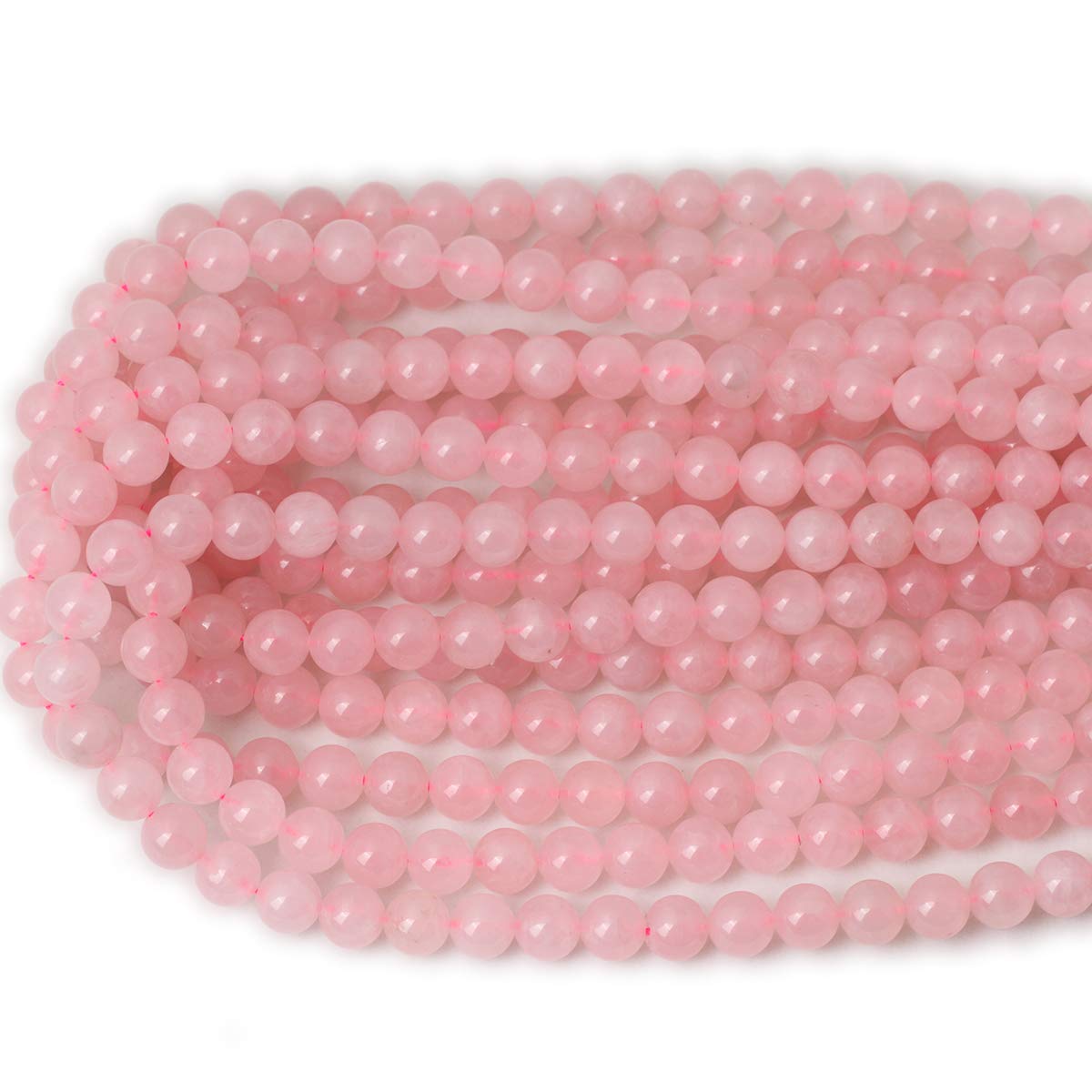 CHEAVIAN 45PCS 8mm Natural Rose Quartz Gemstone Round Loose Bead Pink Crystal for Jewelry Making 1 Strand 15"