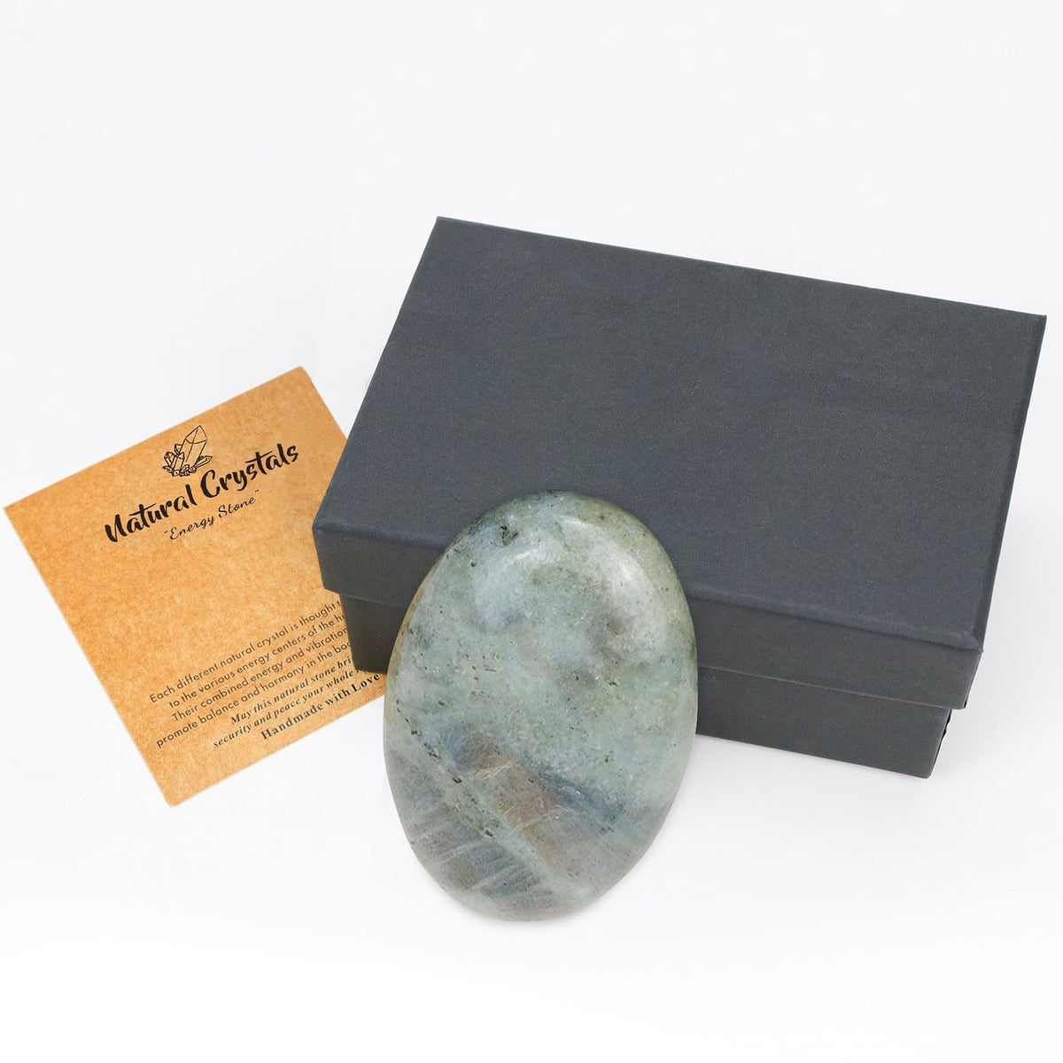 MAIBAOTA 2.4" Large Grey Labradorite Crystal Stone Polished Palm Stone Healing Crystals 0.7" Thick Natural Reiki Gemstone Worry Stone Energy Balancing Anxiety Stress Relief Meditation 1 Pc