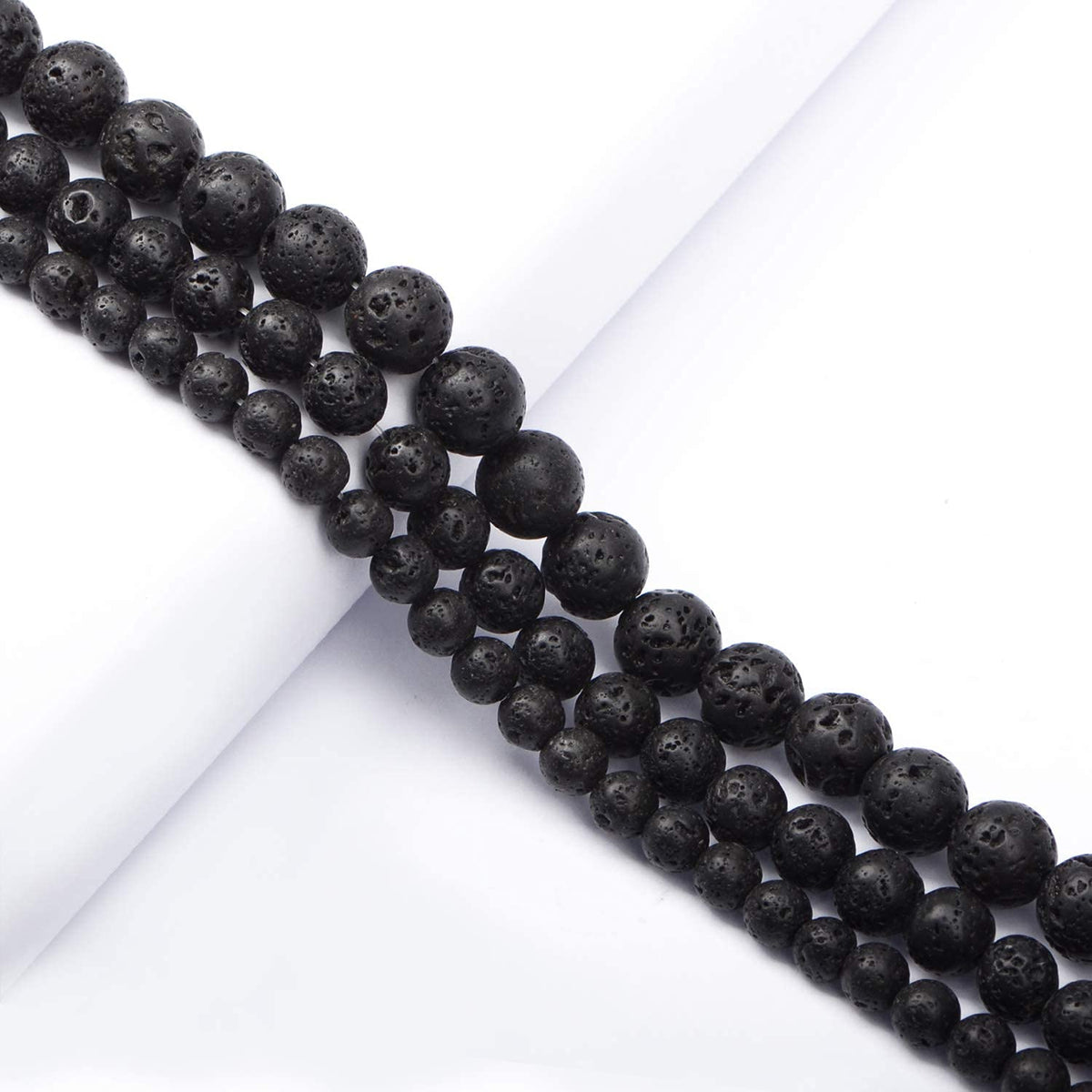 AD Beads Natural Gemstone Round Loose Beads 15" for Bracelet Necklace Earrings Jwelery Making Crafts DIY (10mm, Black Lava Stone)