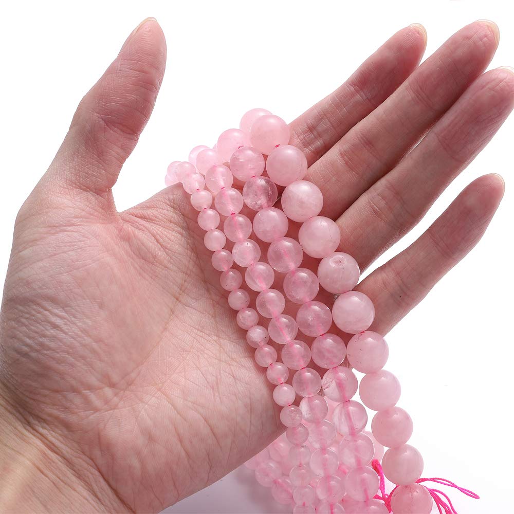 BEADIA Natural Rose Quartz Crystal Stone Round Loose Semi Gemstone Beads for Jewelry Making 10MM 38PCS